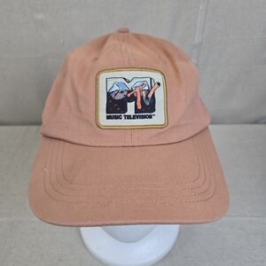 MTV Network Retro Logo Adjustable Clasp Back Promo Hat Salmon Pink Cap Size OSFA
